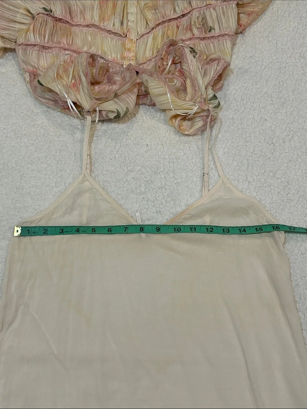 Free People Spring Fling Mini Dress in Tea Combo sz Small Yellow Pink Lace - Picture 14 of 16